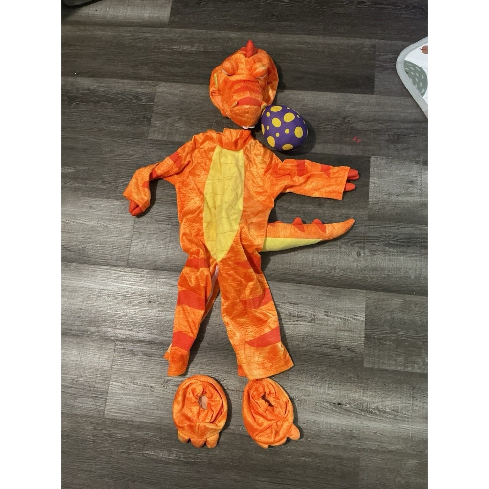 Spooktacular Creations Dinosaur T-Rex Costume Kids Toddler 2T Orange w/ Egg